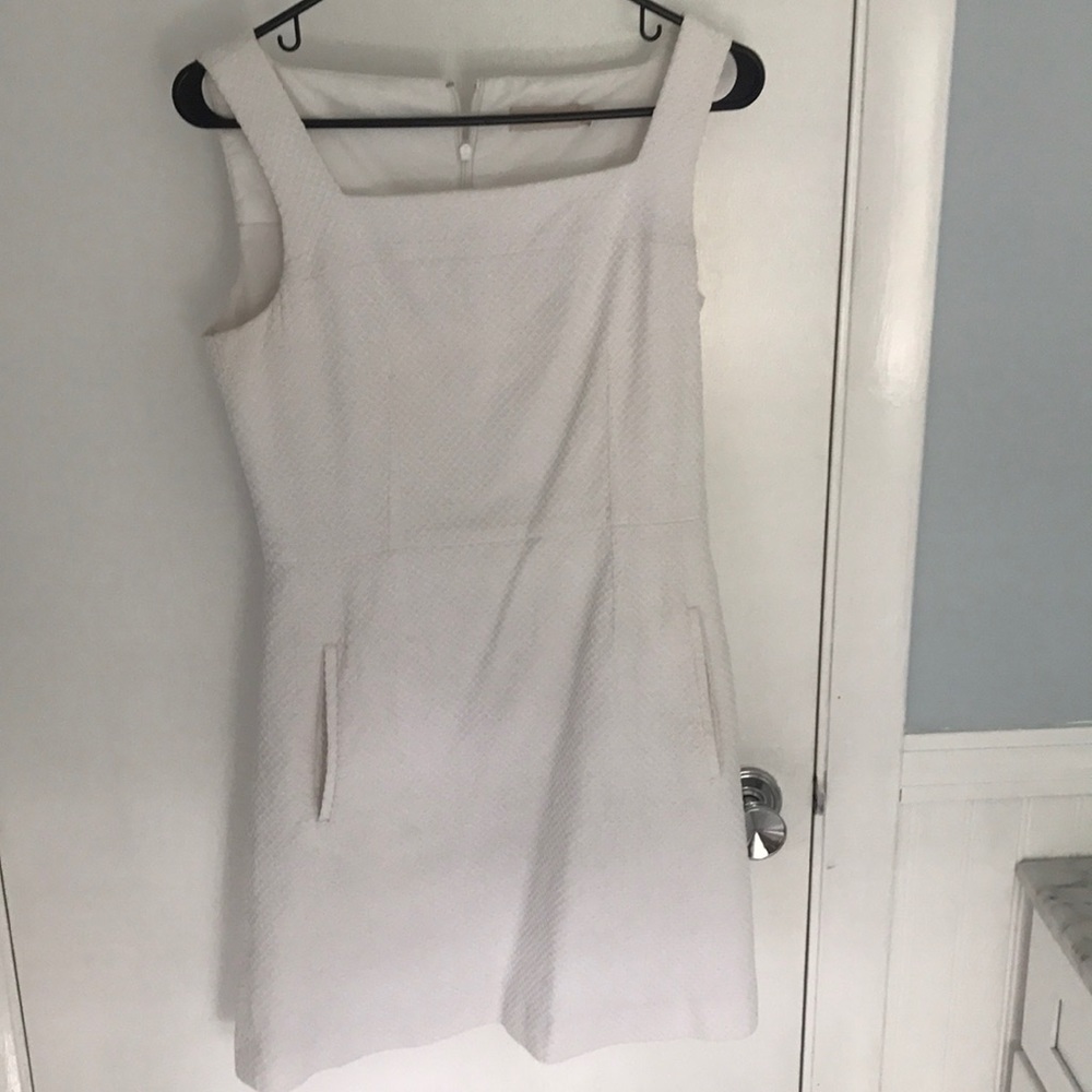 White Tory Burch waffle dress with pockets